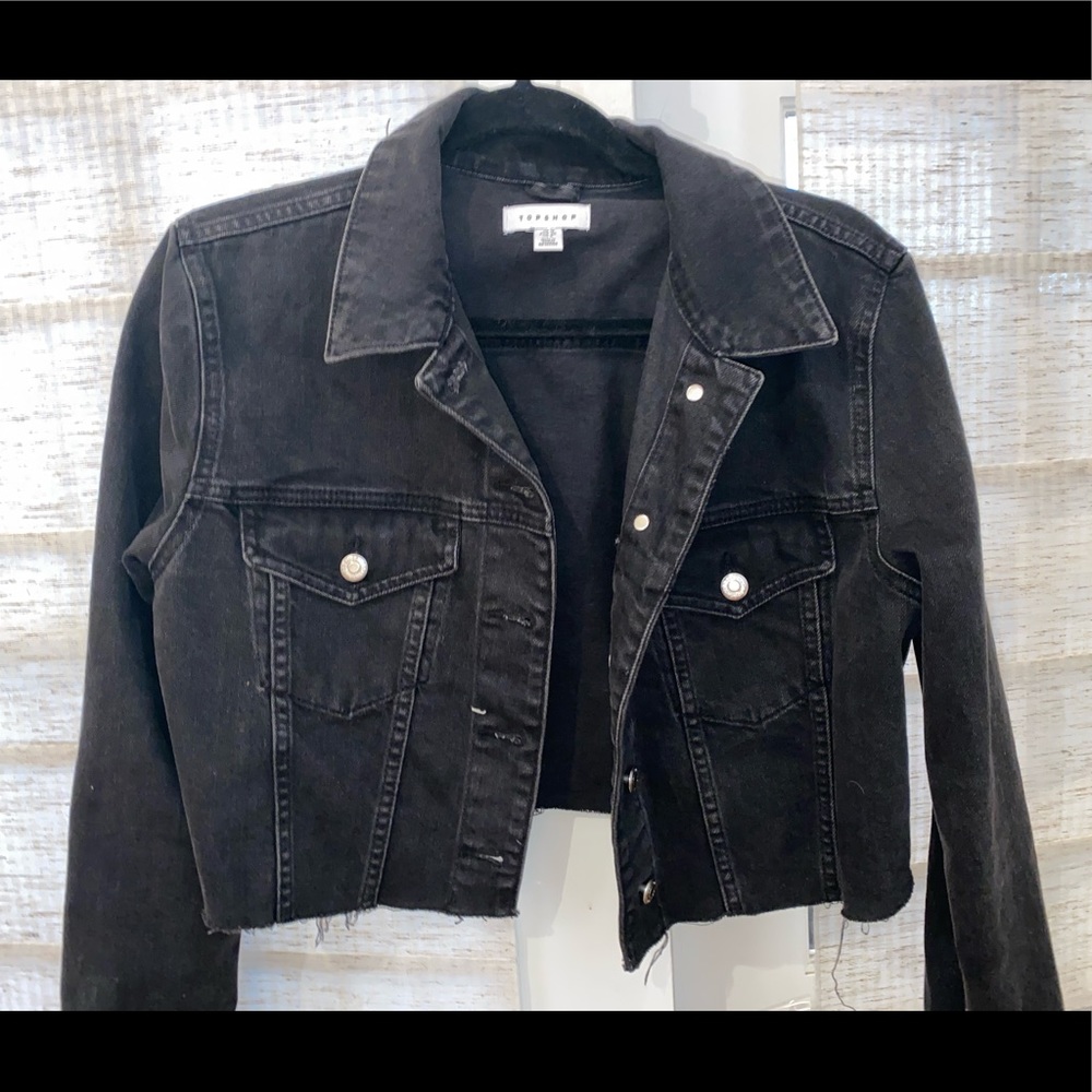 Black Topshop cropped denim jacket